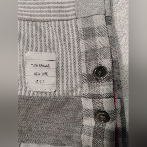 THOM BROWNE Made in Japan Cotton Patchwork Short Sleeve Polo Button down Shirt - Picture 12 of 16